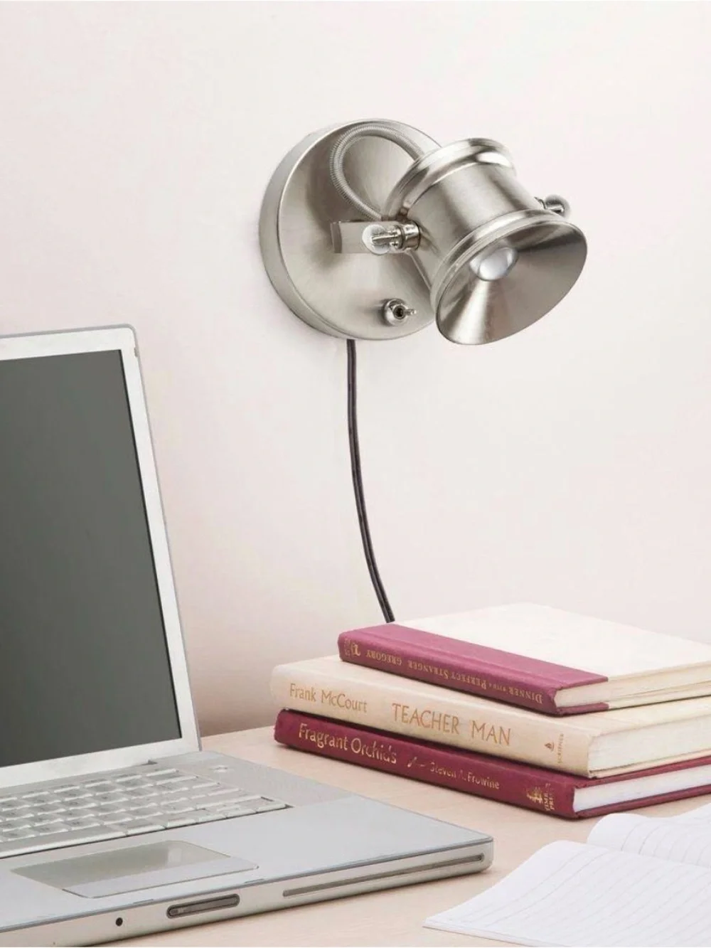 Hampton Bay 2 LED Spotlight Desk Lamps Nickel Accent Lamp Pair Industrial Silver